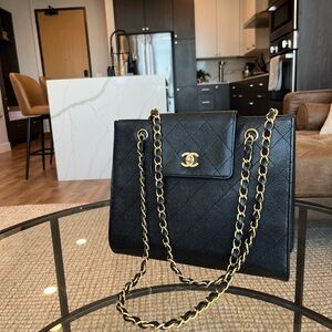 Chanel Black Caviar Shopping Tote